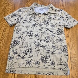 Chaps Boys All over Sailboat Dog Print Short Sleeve Cotton Polo Shirt Size 8